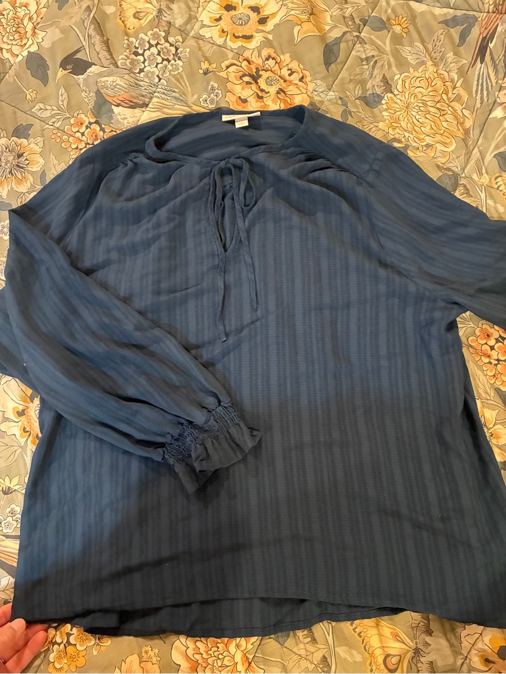 Knox Rose Navy Tie-Neck Long-Sleeve Dress Shirt